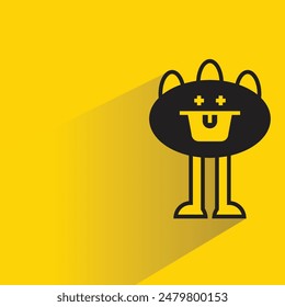 funny monster with drop shadow on yellow background