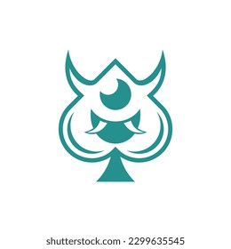Funny monster face spade modern creative logo