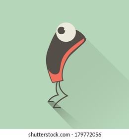 Funny monster. Flat design.