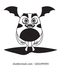 funny monster flying with wings character