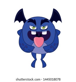 funny monster flying with wings character