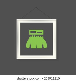 Funny monster in frame, vector illustration