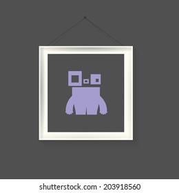 Funny monster in frame, vector illustration