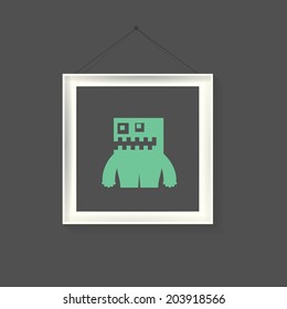 Funny monster in frame, vector illustration