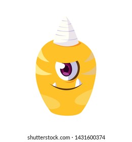 funny monster with horn comic character
