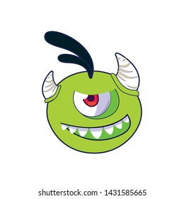 funny monster with horns comic character