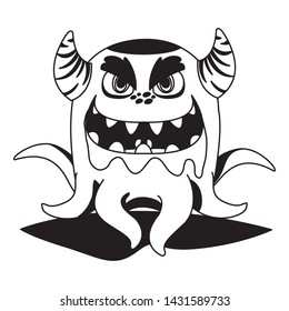 funny monster with horns comic character