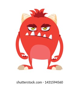 funny monster with horns comic character