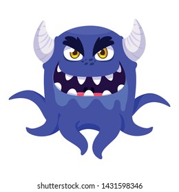 funny monster with horns comic character