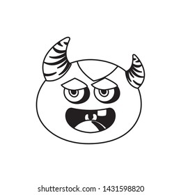 funny monster with horns comic character
