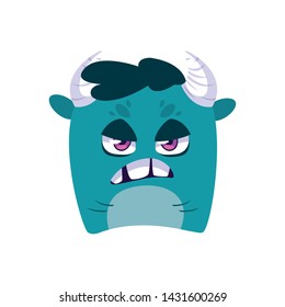 funny monster with horns comic character