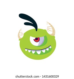 funny monster with horns comic character