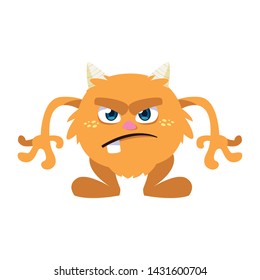 funny monster with horns comic character