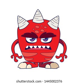 funny monster with horns comic character