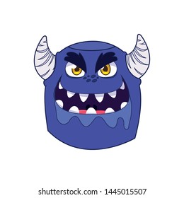 funny monster with horns comic character