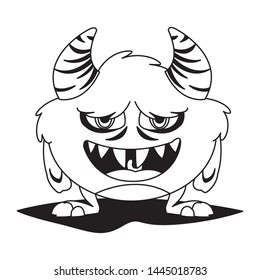 funny monster with horns comic character