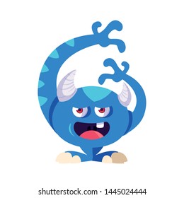 funny monster with horns comic character