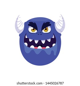 funny monster with horns comic character