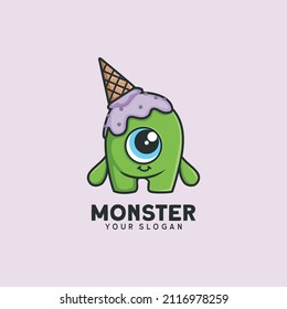 Funny monster ice cream logo Inspirations	