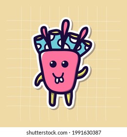 Icono de monstruo gracioso, vector de doodle dibujado a mano. 