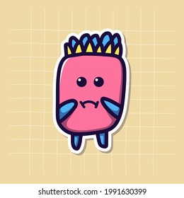 Funny Monster Icon, Hand Drawn Doodle Vector. 