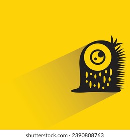 funny monster icon with shadow on yellow background