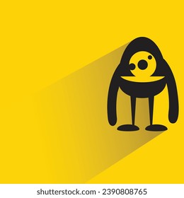 funny monster icon with shadow on yellow background