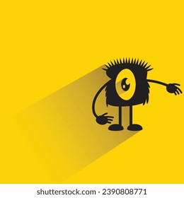 funny monster icon with shadow on yellow background