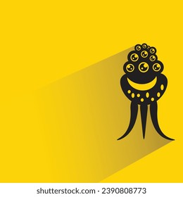 funny monster icon with shadow on yellow background