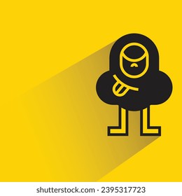 funny monster icon with shadow on yellow background