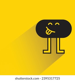 funny monster icon with shadow on yellow background