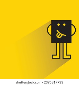 funny monster icon with shadow on yellow background