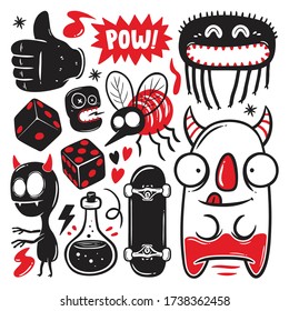 Funny Monster Icons Hand Drawn Doodle Vector