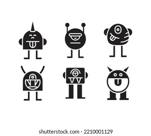 funny monster icons set illustration