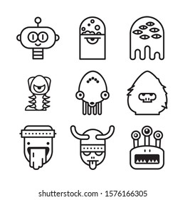Funny monster icons set vector illustration