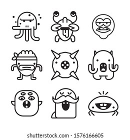 Funny monster icons set vector illustration