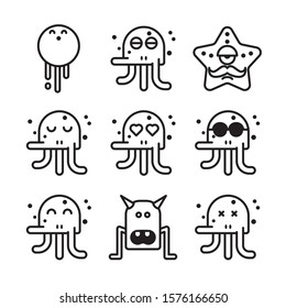 Funny monster icons set vector illustration