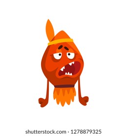 Funny monster indian, colorful fabulous creature cartoon character vector Illustration