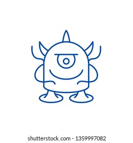 Funny monster line icon concept. Funny monster flat  vector symbol, sign, outline illustration.