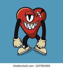 Funny Monster Love Cartoon Illustration