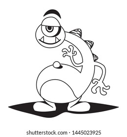 funny monster with neck long comic character