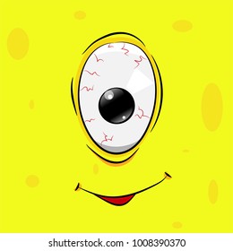 Funny Monster. One eye Face. Vector Illustration. EPS 10