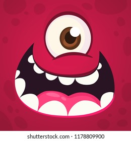Funny Monster One Eye Face. Vector illustration. Halloween cartoon monster