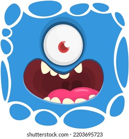 Funny Monster One Eye Face. Vector Illustration. Halloween cartoon monster character design