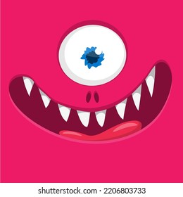 Funny Monster One Eye Face. Vector Illustration. Halloween cartoon monster character design