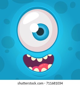 Funny Monster One eye Face. Vector Illustration. Halloween  cartoon monster