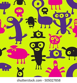 funny monster pattern vector illustration