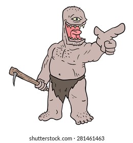 funny monster pointing