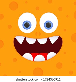 Funny monster poster design template, vector illustration