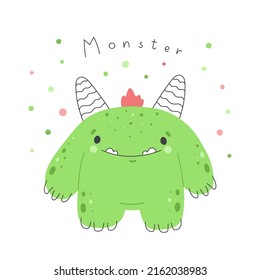 funny monster print with smiling face doodle